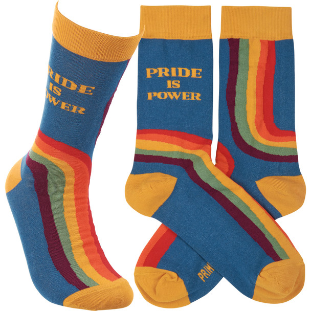 Colorfully Printed Cotton Socks - Pride Is Power from Primitives by Kathy