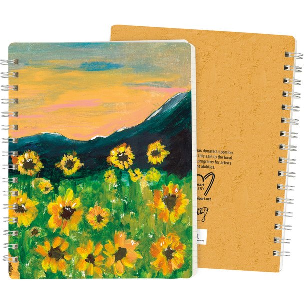 Double Sided Spiral Notebook - Colorful Sunflower Field (120 Lined Pages) from Primitives by Kathy