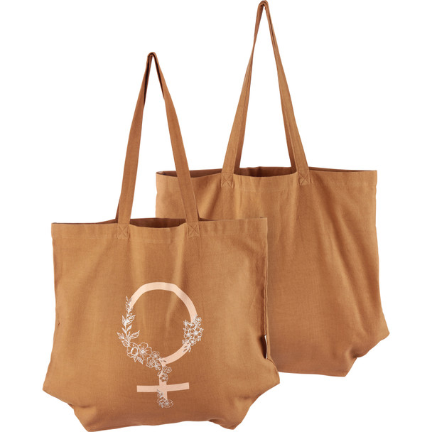 Cotton Tote Bag With Straps - Female Gender Symbol Design - Empowerment Collection from Primitives by Kathy