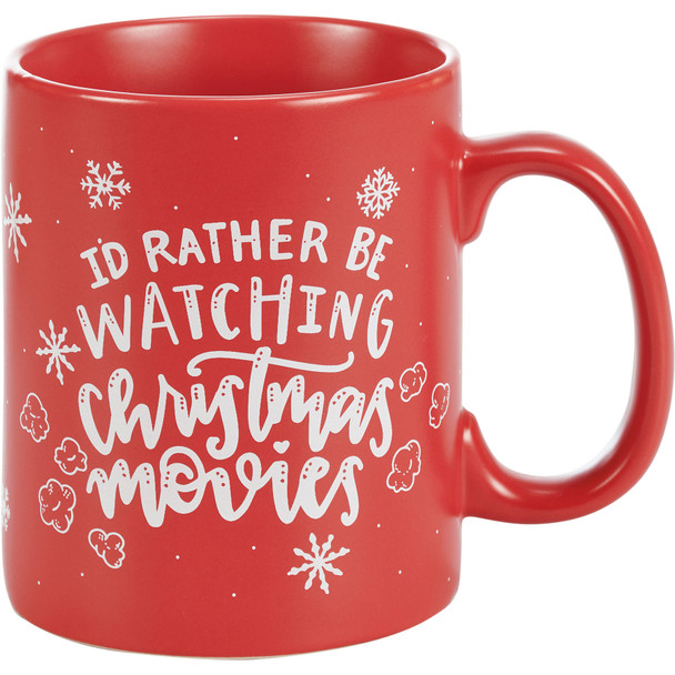 Red & White Stoneware Coffee Mug - I'd Rather Be Watching Christmas Movies - 20 Oz from Primitives by Kathy