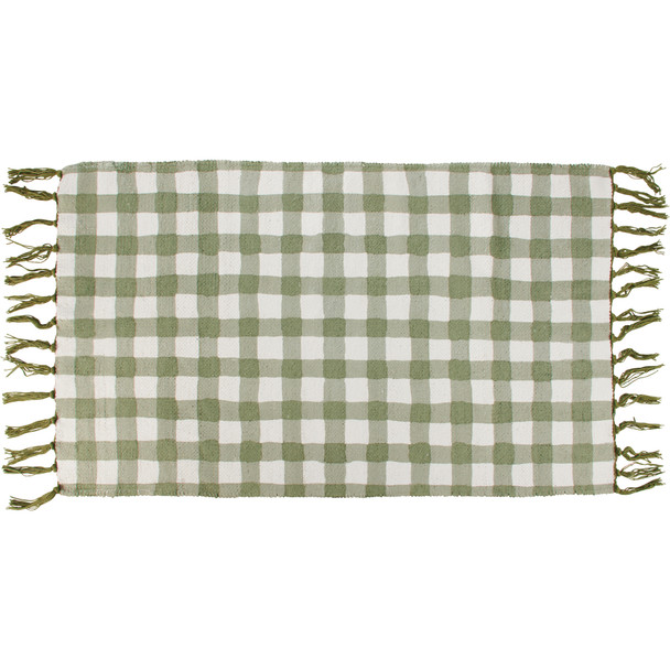 Decorative Entryway Area Rug Door Mat - Green & White Gingham 34x20 from Primitives by Kathy