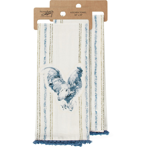 Cotton Kitchen Dish Towel - Farmhouse Blue Rooster 18x28 from Primitives by Kathy