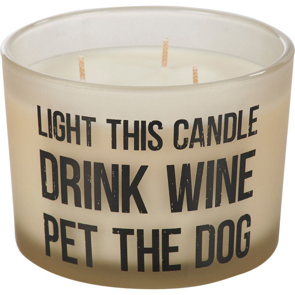 3 Wick Jar Candle - Light Candle Drink Wine Pet Dog - French Vanilla Scent - 14 Oz - 30 Hours from Primitives by Kathy