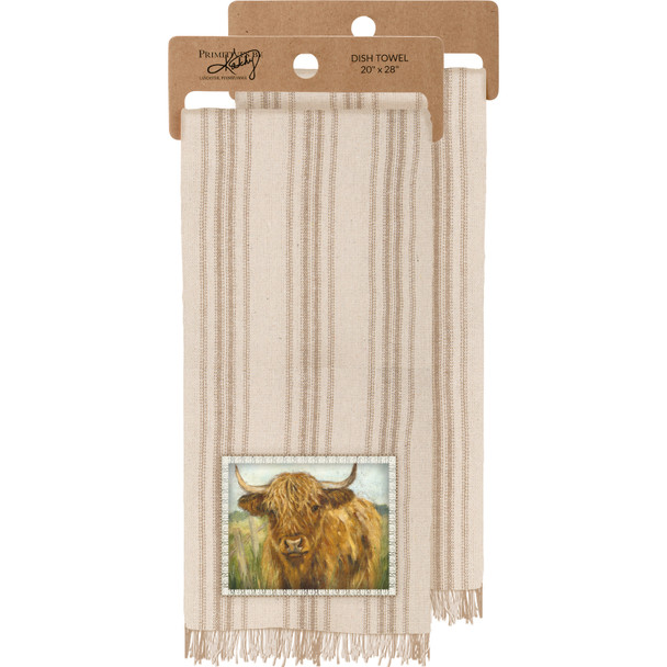 Cotton Kitchen Dish Towel - Highland Cow 20x28 - Farmhouse Collection from Primitives by Kathy