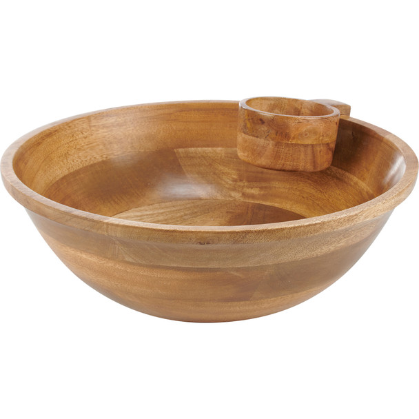 Wooden Serving Bowl Set - Chip Bowl & Dip Cup - Cottage Collection from Primitives by Kathy