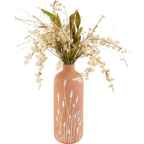 Decorative Ceramic Vase - Cattail Reeds - 12.5 Inch Tall - Home Accents Collection from Primitives by Kathy
