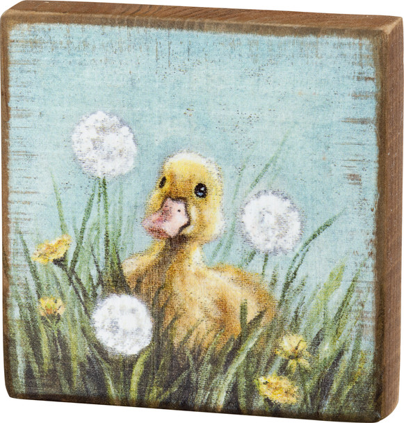 Duckling & Dandelions Decorative Wooden Block Sign Home Décor from Primitives by Kathy