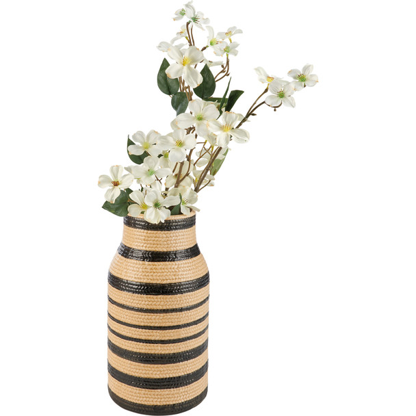 Decorative Ceramic Vase - Tan & Black Horizontal Stripe - 10.25 Inch Tall - Home Accents Collection from Primitives by Kathy