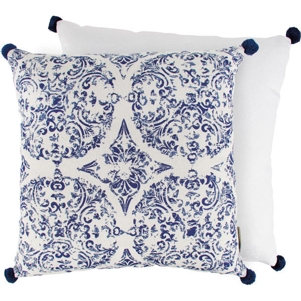 Decorative Cotton Throw Pillow Decor - Indigo Blue Geometric Patterns - 18x18 from Primitives by Kathy