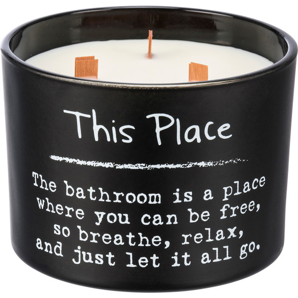 3 Wick Soy Based Wax Jar Candle - The Bathroom Let It All Go 14 Oz (Lemongrass Scent) from Primitives by Kathy