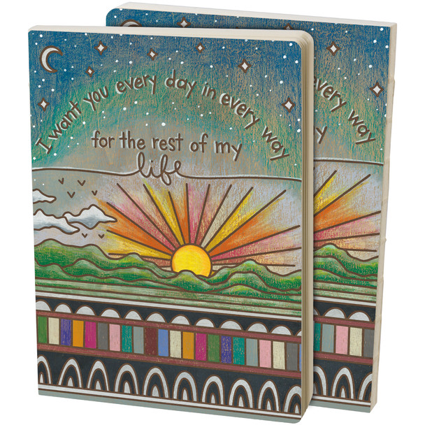 Double Sided Woodburn Art Journal - I Want You Every Day - 160 Pages - Sun Moon & Stars from Primitives by Kathy
