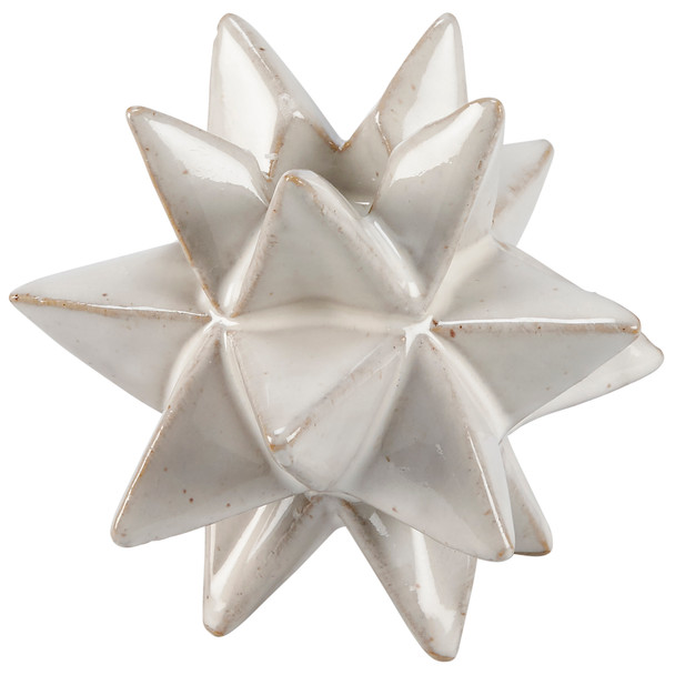Decorative Stoneware Candle Holder Dimensional Starburst Design from Primitives by Kathy