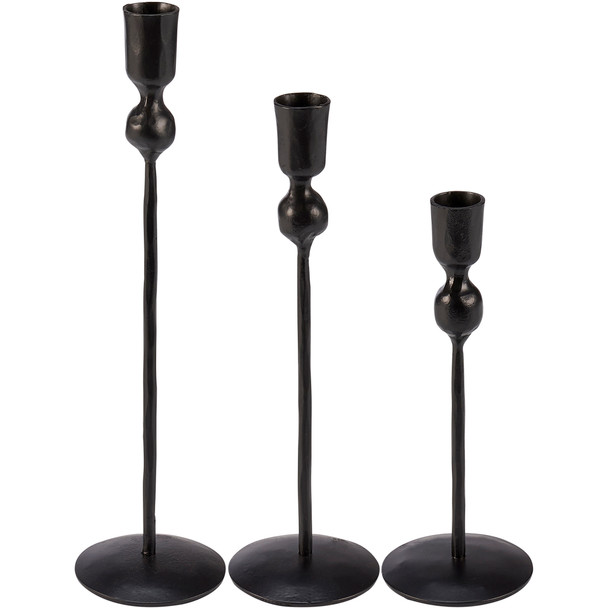 Set of 3 Decorative Metal Taper Candle Holders - Black from Primitives by Kathy