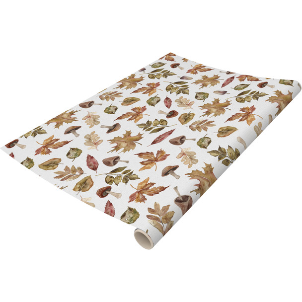 Decorative Disposable Paper Table Runner - Fall Leaves & Mushroom Print Design - 30 Feet x 20 Inch from Primitives by Kathy