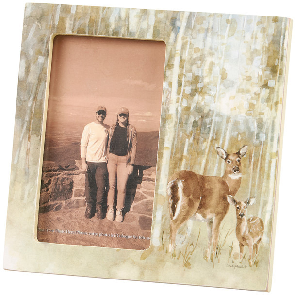 Primitives by Kathy Decorative Photo Picture Frame - Woodland Deer Design (Holds 3x5 Photo)