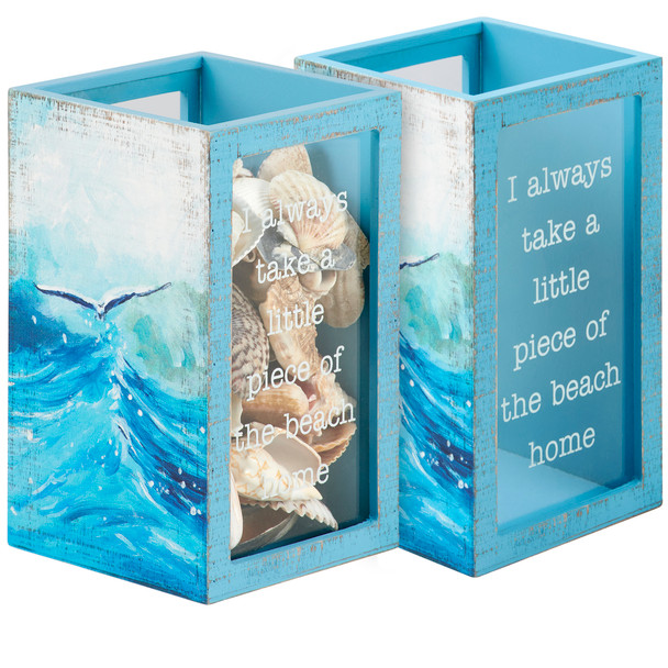 Decorative Beach Shell Holder Box - I Always Take A Piece Of The Beach Home - 7.25 In x 4.25 In from Primitives by Kathy