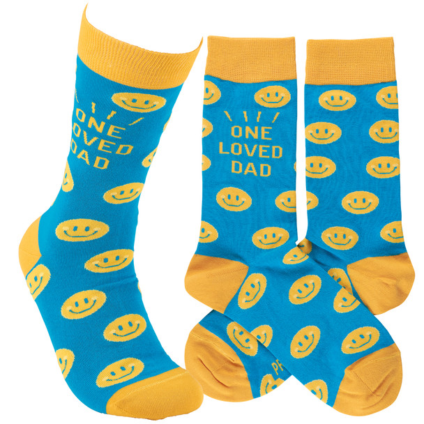 Colorfully Printed Cotton Novelty Socks - One Loved Dad - Father's Day Collection from Primitives by Kathy