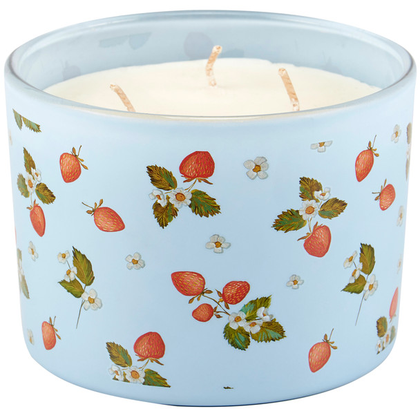 3 Wick Jar Candle - Wild Strawberries Design - Strawberry Scent - 14 Oz - 30 Hours from Primitives by Kathy