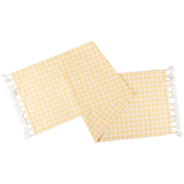 Decorative Cotton Table Runner Cloth - Yellow & White Gingham 56x15 from Primitives by Kathy