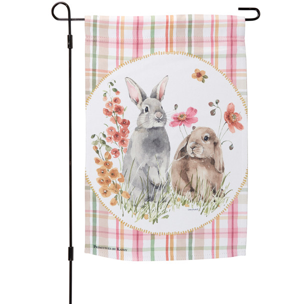 Decorative Double Sided Garden Flag - Bunny Rabbits & Spring Flowers 12x18 from Primitives by Kathy