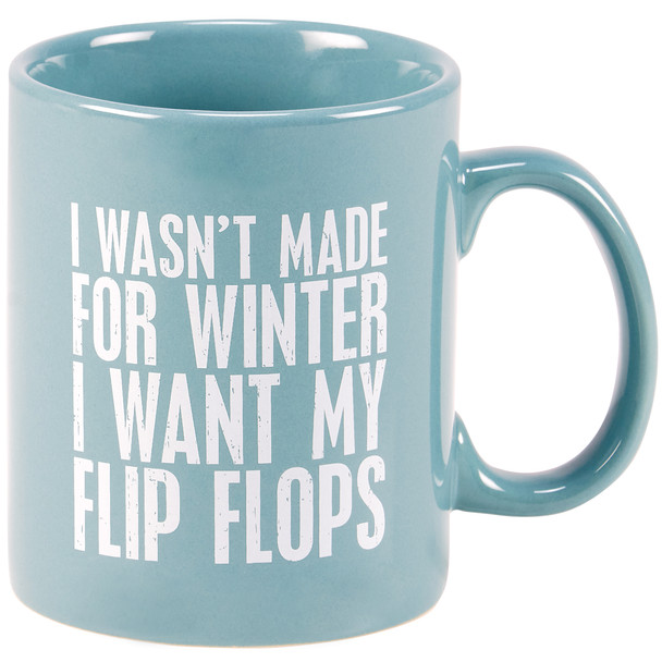 Stoneware Coffee Mug - I Wasn't Made For Winter 20 Oz - Ocean Blue Color from Primitives by Kathy