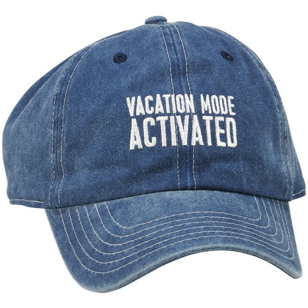Adjustable Cotton Baseball Cap - Vacation Mode - Beach Blue Color from Primitives by Kathy