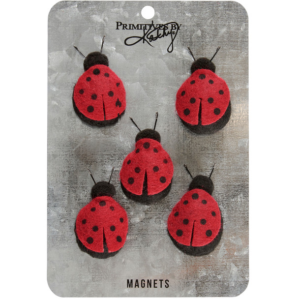 Set of 5 Decorative Ladybug Refrigerator Magnets - 1.5 Inch - Garden Collection from Primitives by Kathy