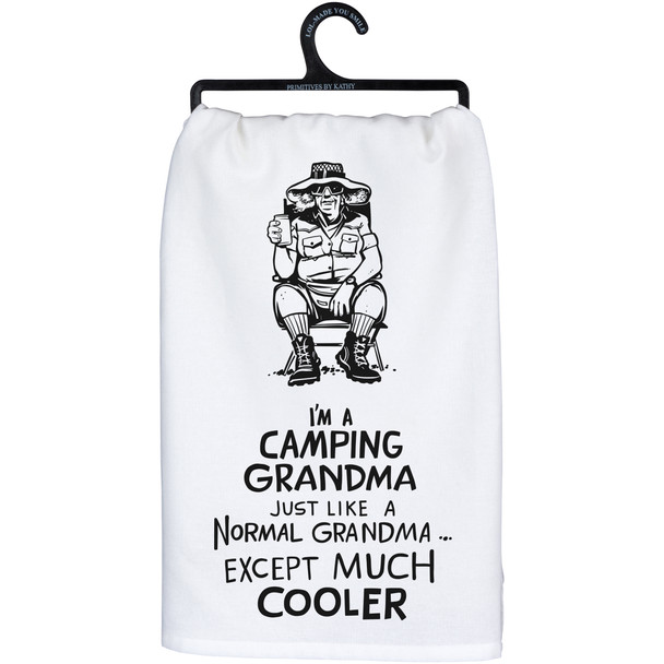 Cotton Kitchen Dish Towel - I'm A Camping Grandma - Much Cooler 28x28 from Primitives by Kathy