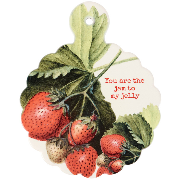 Stoneware Trivet Tray - Strawberry Themed You Are The Jam To My Jelly 8.5 Inch from Primitives by Kathy