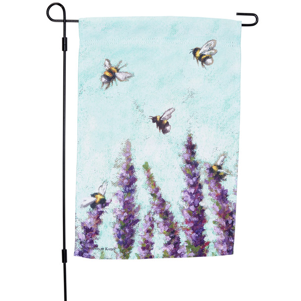 Double Sided Garden Flag - Bumblebees & Lavender Flowers 12x18 - Garden Collection from Primitives by Kathy