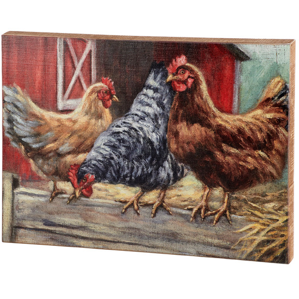 Decorative Wooden Box Sign Wall Décor - Farmhouse Chickens 24 In x 18 Inch from Primitives by Kathy