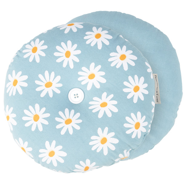 Decorative Round Cotton Throw Pillow - Daisy Flower Print Design 10 Inch Diameter from Primitives by Kathy