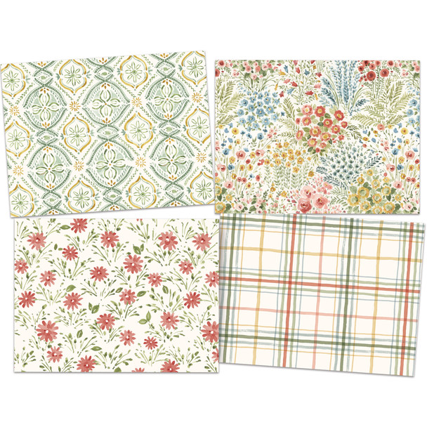 Set of 8 Note Cards With Envelopes - Mixed Florals Design from Primitives by Kathy