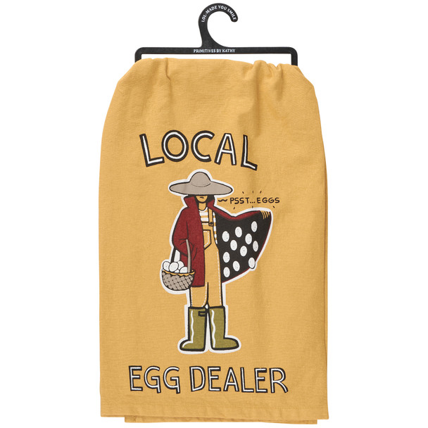 Yellow Cotton Kitchen Dish Towel - Local Egg Dealer 28x28 - Homestead Collection from Primitives by Kathy
