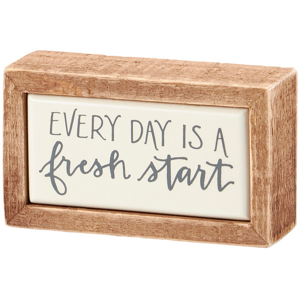 Decorative Small Wooden Box Sign Decor - Every Day Is A Fresh Start - 3.5 In x 2 In from Primitives by Kathy