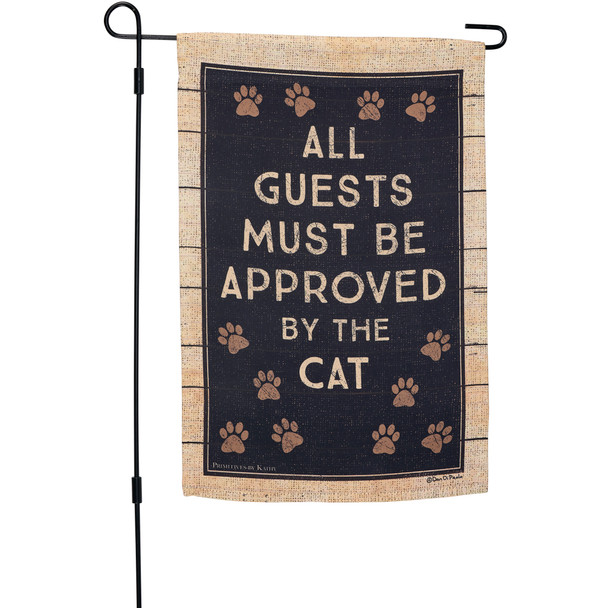 Cat Lover Double Sided Garden Flag - All Guests Must Be Approved By The Cat - 12x18 - Pawprint Design from Primitives by Kathy