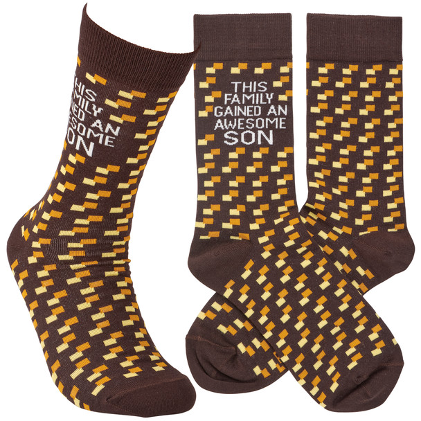 Colorfully Printed Cotton Novelty Socks - This Family Gained An Awesome Son from Primitives by Kathy