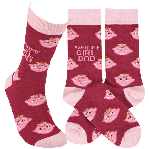 Colorfully Printed Cotton Novelty Socks - Awesome Girl Dad from Primitives by Kathy