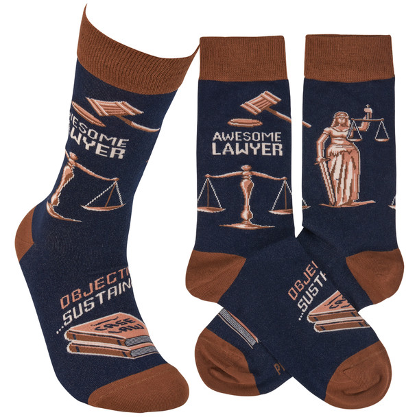 Colorfully Printed Cotton Novelty Socks - Awesome Lawyer - Scale Of Justice from Primitives by Kathy