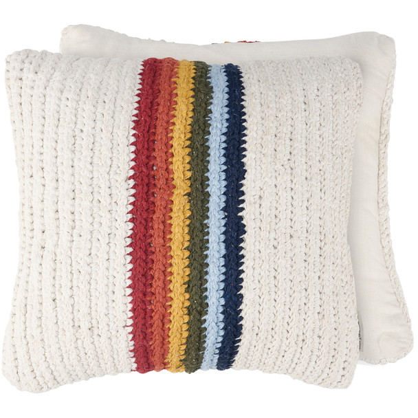 Decorative Cotton Throw Pillow - Rainbow Stripe Design 15x15 - Pride Collection from Primitives by Kathy