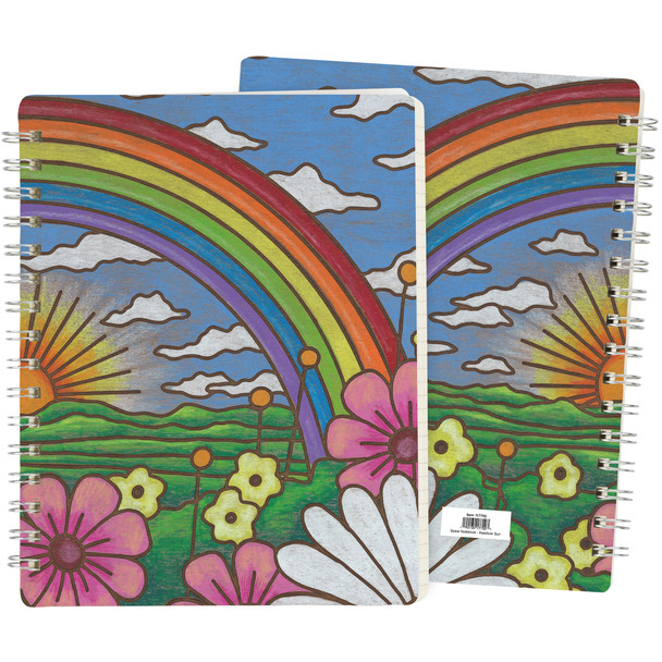 Double Sided Spiral Notebook - Woodburn Art Rainbow & Sunrise (120 Lined Pages) from Primitives by Kathy