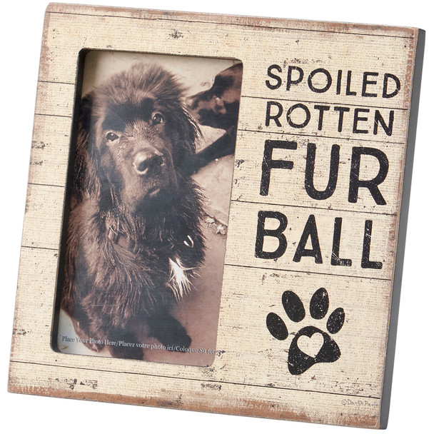 Dog Lover Decorative Photo Picture Frame - Spoiled Rotton Fur Ball (Holds 3x5 Photo) from Primitives by Kathy