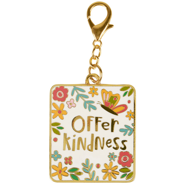 Enamel Keychain - Offer Kindness - Colorful Butterfly Floral Design 2x2 from Primitives by Kathy