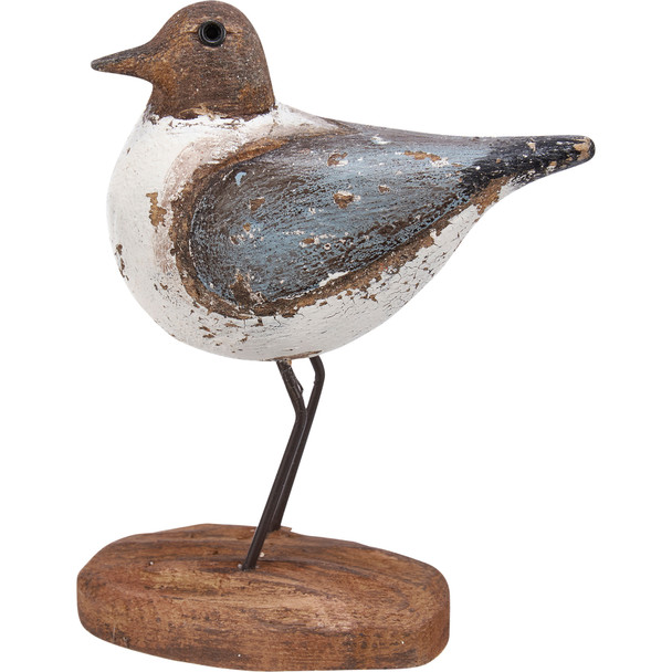 Rustic Wooden Sandpiper Decorative Bird Figurine - 4.5 Inch - Beach Collection from Primitives by Kathy