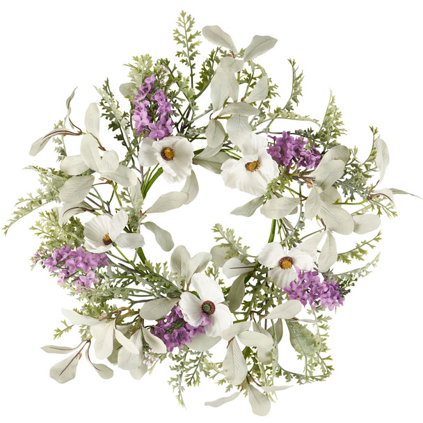 Decorative Artificial Floral Botanical Wreath - Lilac Flower Mix 20 Inch - Spring Collection from Primitives by Kathy
