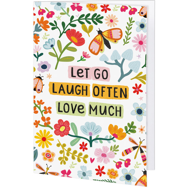 Set of 6 Greeting Cards With Envelopes - Laugh Often Laugh Much - Colorful Florwer & Buttefly Design from Primitives by Kathy