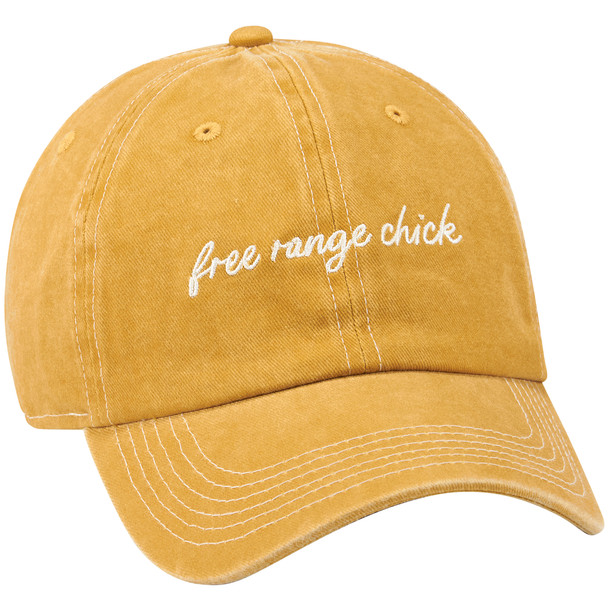 Stonewashed Yellow Adjustable Baseball Cap - Free Range Chick - Homestead Collection from Primitives by Kathy