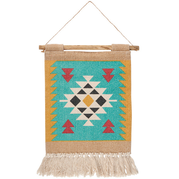 Decorative Cotton Wall Hanging Décor - Geometric Southwest Color Design 10x12 from Primitives by Kathy