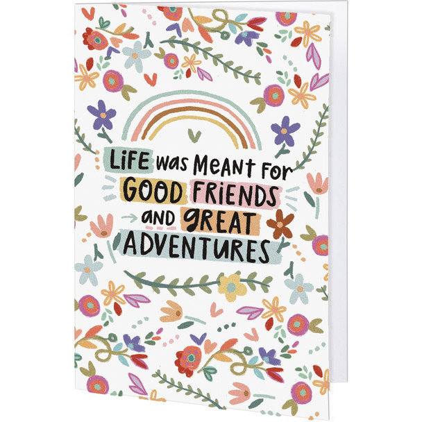 Set of 6 Greeting Cards With Envelopes - Life Was Meant For Good Friends & Adventures - Rainbow Floral Design from Primitives by Kathy
