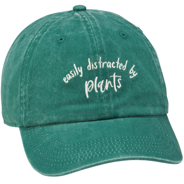 Stonewashed Green Adjustable Baseball Cap - Distracted By Plants from Primitives by Kathy